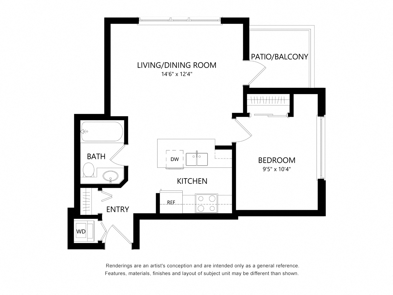One Bedroom Floor Plan